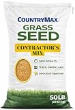 CountryMax Contractor's Mix Grass Seed (50 Pounds) Fast Growing Ryegrass Blend for Quick Coverage, Ideal for Large Areas, Erosion Control & Lawn Repair