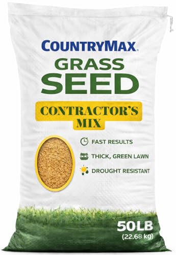 CountryMax Contractor's Mix Grass Seed (50 Pounds) Fast Growing Ryegrass Blend for Quick Coverage, Ideal for Large Areas, Erosion Control & Lawn Repair