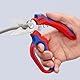KNIPEX Gewinkelte Elektrikerschere mit Mehrkomponenten-Hüllen, glasfaserverstärkt spiegelpoliert 180 mm, 95 05 20 SB