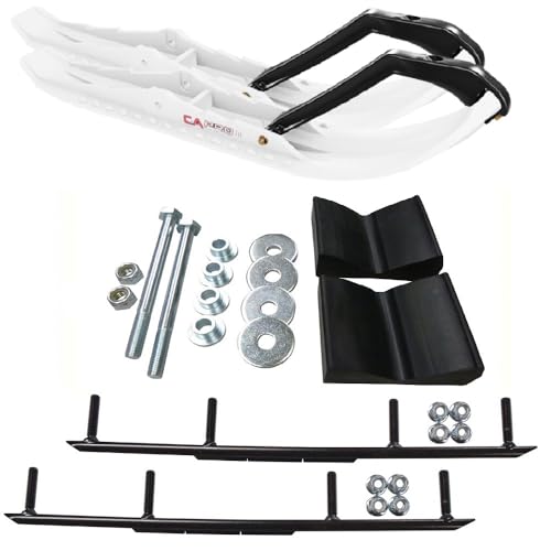 C&A Pro White TMX Snowmobile Skis w/ 6