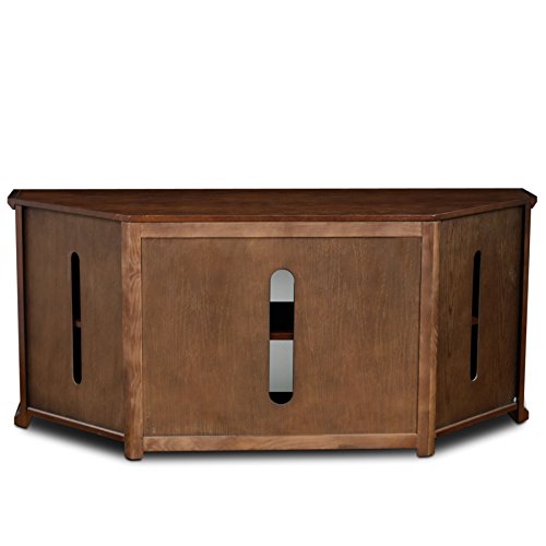 Leick Home 80386 Leaded Glass Corner TV Stand with Enclosed Storage For 60" TV's, Burnished Oak - Image 5