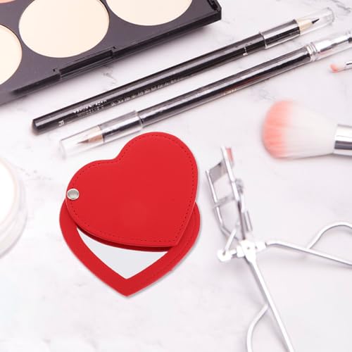 Espejo compacto de maquillaje portátil en forma de corazón miniatura 4
