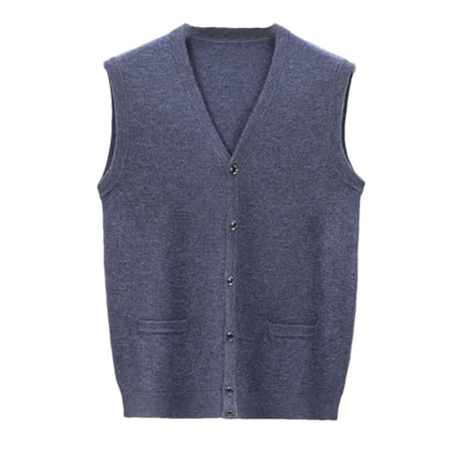 Men's Wool Vest Winter Sleeveless Knitted Sweater Slim Casual V-Neck Warm Waistcoat Business Autumn Cardigan