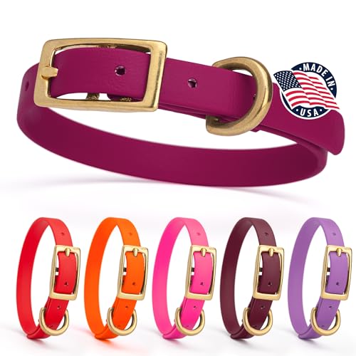 Image of Viper Biothane Heavy Duty Waterproof Dog Collar Strong Coated Nylon Webbing w /Solid Brass Hardware Odor-Proof Easy to Clean High Performance Fits Small Medium or Large Dogs, Magenta Pink
