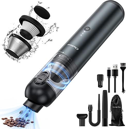 Chuboor Aspirateur à Main, Aspirateur à Main sans Fil 4 en 1 Mini aspirateur avec Batterie 17000 Pa et Triple durée de Fonctionnement du Filtre 25 Min Rechargeable pour la Maison/la Voiture (Gris)