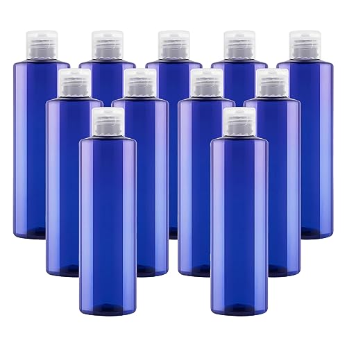 LusDoly 24 Piezas 250ml Azul Recargable Botellas de plástico con Tapa Abatible Blanco Botellas de Jabón Botes loción Botella