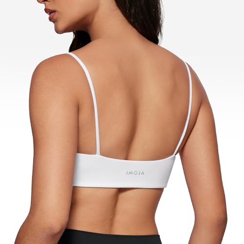 Image of INGIA Womens Square Neck Sports Bra Workout Bra | Spaghetti Strap, Padded, Cami,Yoga, Wireless, Square Back, Crop Top, for Women