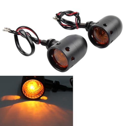 Bacar Amber 2pcs Retro Motorcycle Turn Signals Amber Indicator Lights Driving Lamps Universal for Dual Sport ATV Custom Bike Quads Dirt Bike Street Motorcycle