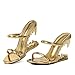 Goiphrri Gold Metallic Wedge Sandals for Women Slip On Shark Teeth Mule Heels Comfortable Open Toe High Heeled Slide Sandals Size 9