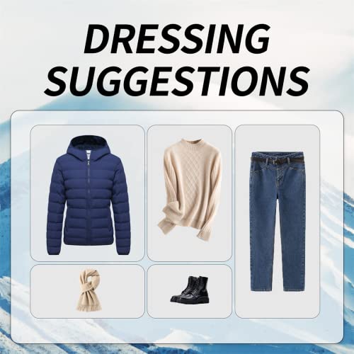 Ggleaf Women's Hooded Packable Full-Zip Short Jacket Quilted Warm Lightweight Winter Coat Navy S #TOP5