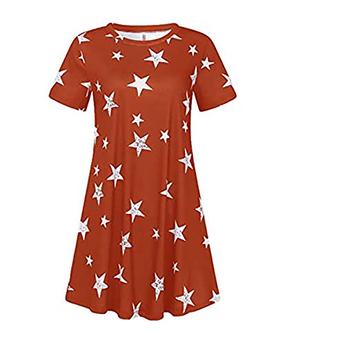 KQKAQJW Vestido feminino casual com gola redonda e manga curta para festa, clube, com laço na cintur