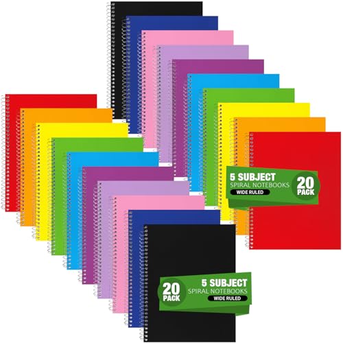 Carnet de notes à spirale couverture rigide Fulmoon 5 sections pour le bureau