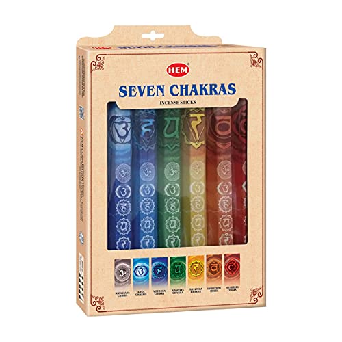 Image of Hem Seven Chakra Incense Sticks - Natural Agarbatti for Pooja, Puja, Meditation, Yoga, Chakra Healing, Stress Relief & Home Fragrance | 140 Handcrafted Sticks | Low Smoke | Long Burning (35-40 Mins)