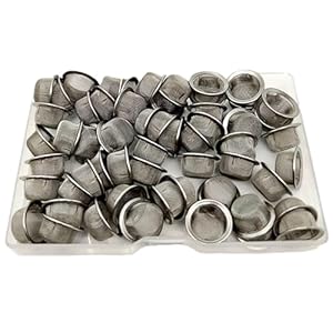 60pcs 0.5 Inch Pipe Screens Premium Diameter 1/2 Inch Mesh Bowl Stainless Steel Metal Pipe Screens with Storage Box