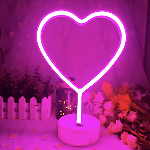 Neón Signos de Luz, EAAERR Amor LED Neon Signs lámparas con pedestal LED de neón, Luces de la noche de luz de neon decoración neón para Navidad, fiesta de cumpleaños, sala de Cover