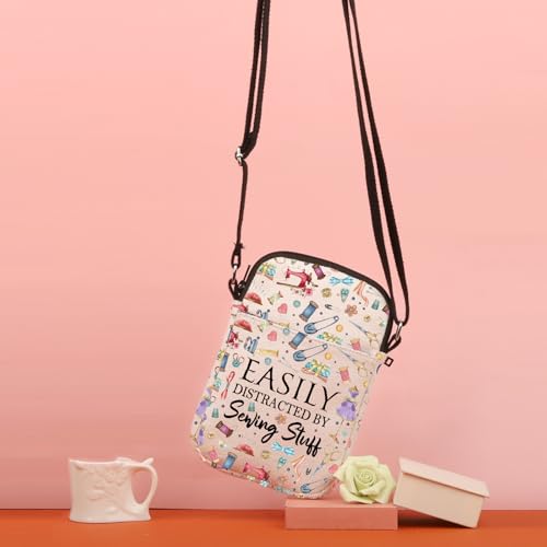 TSOTMO Sewing Gift Easily Distracted By Sewing Stuff Crossbody Bag Sewing Lover Gift Quilting Gift for Women4