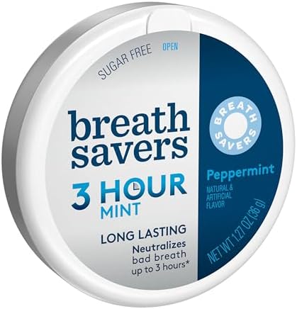 Amazon.com : BREATH SAVERS Peppermint Sugar Free Breath Mints Tins, 1. ...