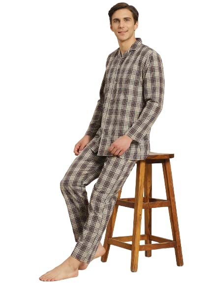 Image of SOJANYA (Since 1958 Men's Cotton Checked Nightsuit Set