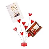8-Branch Family Tree Picture Frame Holder, Card Photo Clips Holder Desk Stand for Memo Paper Note Photo Christmas Wedding Card Display (Red Heart)