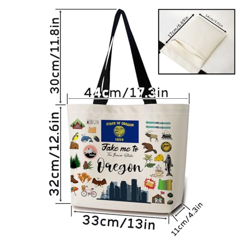 Take Me To Oregon Tote Bag Reusable Grocery Bags Aesthetic Shopping Shoulder Handbag with Interior Pocket Lightweight & Washable Stylish Oregon Travel Present for Women2