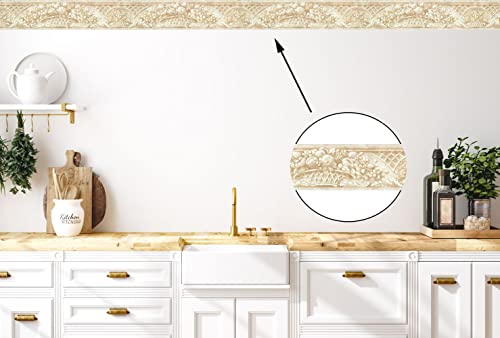 Concord Wallcoverings ™ Wallpaper Border Vintage Victorian Pattern Molding Style Flowers Fruits In Baskets For Living Room Bedroom, Antique White Gold Antique Brass, 5.25 Inches By 15 Feet Kt003172B #TOP2