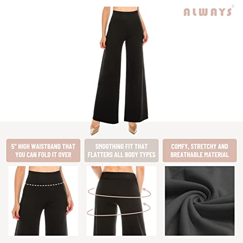 ALWAYS Palazzo Pants for Women - Casual Flowy Wide Leg Lounge Pants4