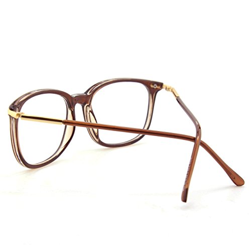 GQUEEN Fashion Fake Glasses Non Prescription Glasses Clear Lens Glasses Nerd Plain Frames Women Men, 2015794