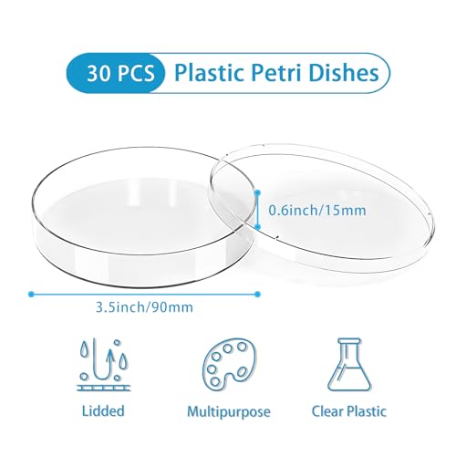Hamiggaa KAAWDQEL 30Pack 90 X 15Mm Plastic Petri Dishes,Culture Dishes With Lids For School,Laboratories,Clear Petri Dish thumb #1