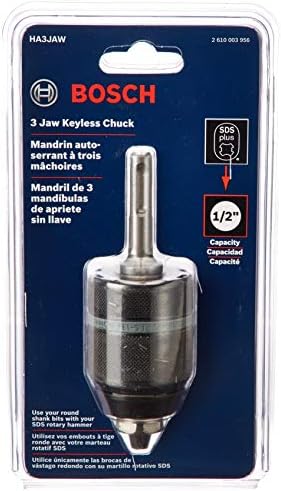 BOSCH HA3JAW 3-Jaw Keyless Chuck with SDS-Plus Shank, 1/2-Inch