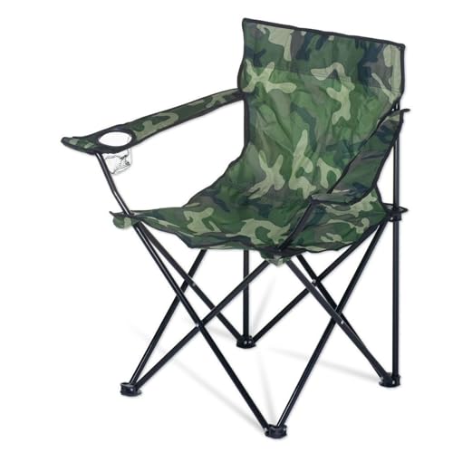 Cadeira de Camping Dobr&aacute;vel para Pesca e Ar Livre，com Porta-Copos，Bolsa e Apoio...