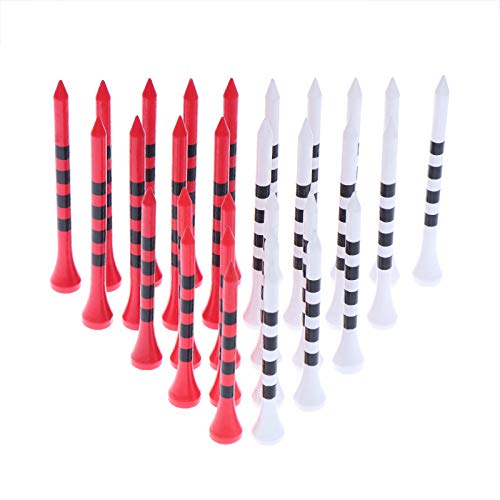 37YIMU 100Pcs Golf Tees, Professional Natural Durable Bamboo Golf Tees, Reduce Friction & Side Spin, More Durable & Stable Golf Bamboo Tees, Golfing Tees 2 Color (Red and White)