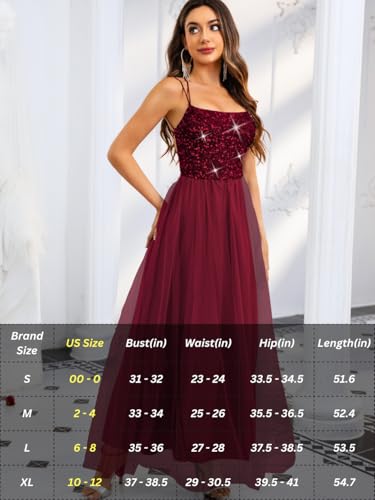 Image of ShawGobow Tulle Prom Dress with Slit,Sequin Backless Long Flowy Dresses for Women,Sexy Sparkly Outfits Homecoming Wedding