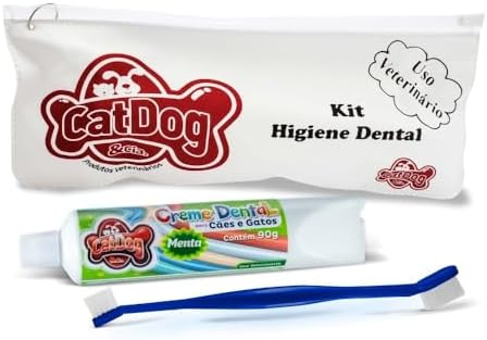 Kit Bucal para Cães e Gatos, Kit Anti-tártaro Escova Cabo Longo +...