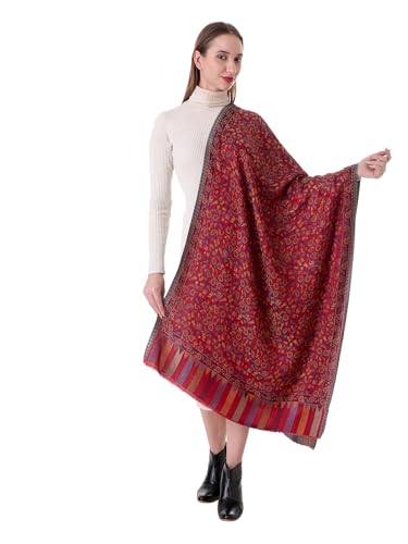 Image of EH Pashmina Stole, Reversible Jamawar weave in beautiful paisley & floral, very soft MODAL fabric, all season Stole, Scarf, Wrap.