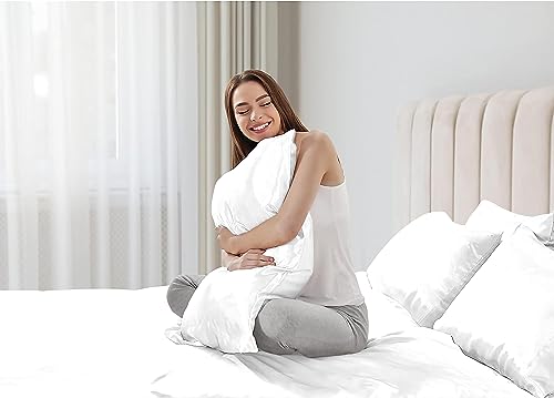 Image of Soft and Silk Satin Bedsheet for Single Bed - 400 TC Romantic Bedsheet Set for Bedroom | Bridal Wedding Bedsheet with Pillow Cover | Ideal for Gifting White, Single Bed