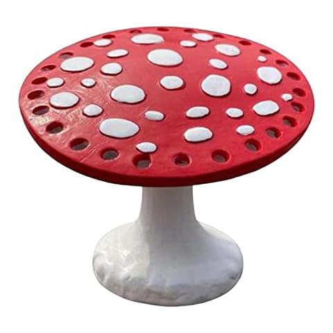 LOVIVER Resin Mushroom Earring Holder Organizer, 26 Holes Ear Stud Holder Showcase Earring Display Stand for Hanging Earrings Birthday Gifts, Red Cover