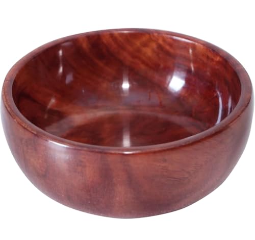 Image of Serving Bowl With Spoon - Decorative Cute Wooden Bowl - Food Safe Natural Wood Snack Bowl - Sheesham With Glossy Finish, 500 Milliliter