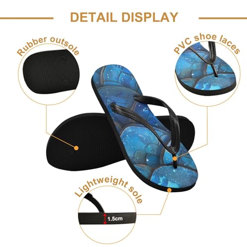 Blue Mermaid Scale Beach Summer Casual Flip Flop Sandals Non-Slip Quick Dry for Women Men 214B33312