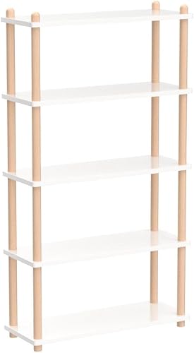 Miniatura 5 de IOTXY Estantería de madera de 5 niveles, estantería abierta moderna, estante de almacenamiento independiente, soporte de exhibición multifuncional