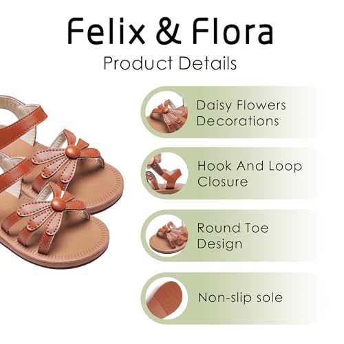 Image of Felix & Flora Toddler Girl Sandals - Flower Girl Dress Shoes Open Toe Little Kid Flats