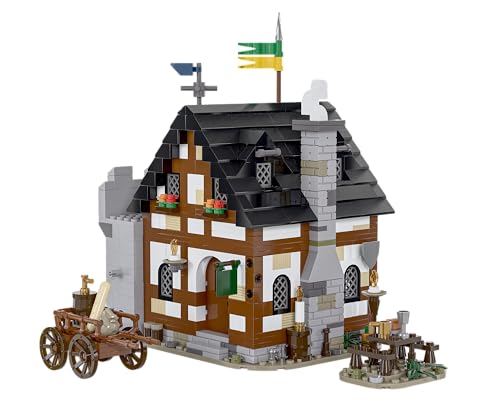 BlueBrixx Pro 108034 – Burg Bärenfels: Gasthaus aus Klemmbausteinen mit 1041 Bauelementen. Kompatibel mit Anderen Klemmbausteinen. Lieferung in Originalverpackung.
