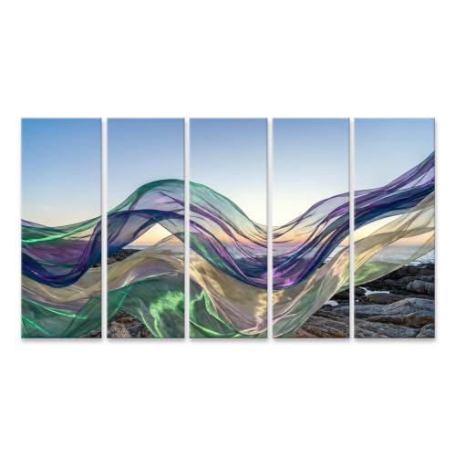 Tableau sur toile magique Aurore Borealis islandburner décoration salon 5 pièces XXL
