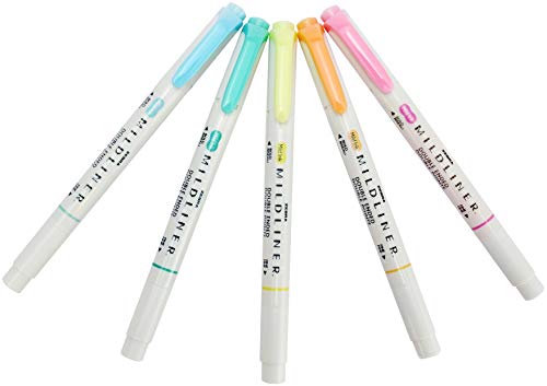 Zebra Pen Mildliner Double Ended Highlighter Set, Broad And Fine Point Tips, Assorted Fluorescent Ink Colors, 5-Pack #TOP2