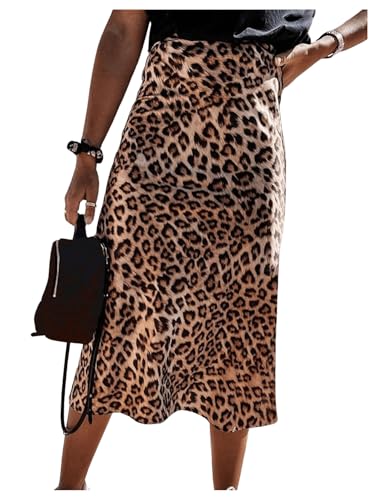 GORGLITTER Rock A Linie Damen Lang Leoparden Rock Sommerrock Leic...