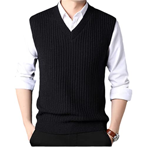 Pull sans manches col en V homme noir pour ne plus avoir froid au buste