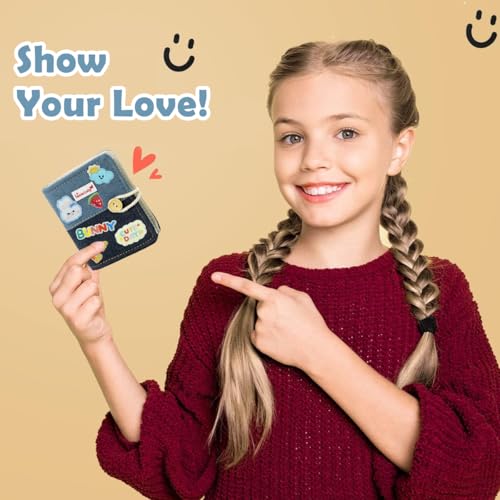 Image of HASTHIP DIY Pocket Photo Album Holds Up 40-Photoes Fashion Patchwork Photo Album with Cartoon Embroidery Decals Cartoon Instant Square Films Pocket Album Kpop Star Photocards Binder Album