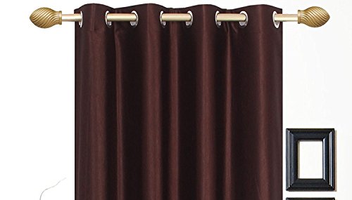 Image of Polyester Floral Window Curtain, Window 7 Feet, Brown, Pack of 2