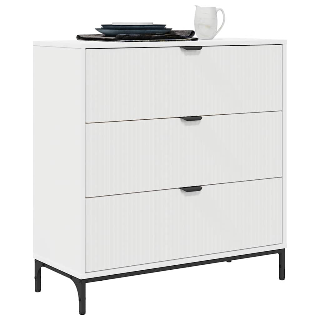 Credenza bianca 79,5 x 33 x 82 cm comò con 3 cassetti in legno