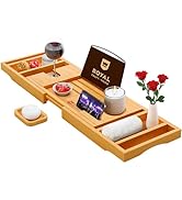 ROYAL CRAFT WOOD Luxury Bathtub Caddy Tray, One or Two Person Bath and Bed Tray, Bonus FREE Soap ...