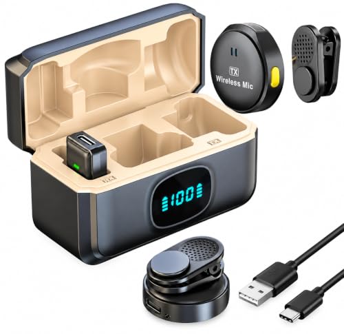 Image of TP MAX Dual Wireless Lavalier Microphone for Android & iPhone | Noise Cancellation | Plug & Play | Mini Clip Mic for Video Recording | Vlogging & Live Streaming with Charging Case (Q8 Mic)